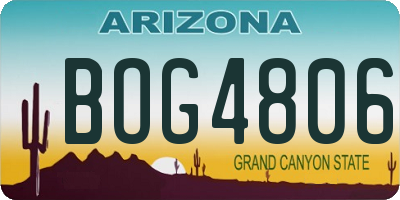 AZ license plate BOG4806