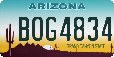 AZ license plate BOG4834
