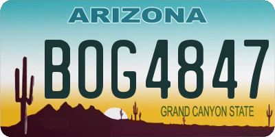 AZ license plate BOG4847