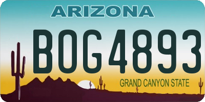 AZ license plate BOG4893