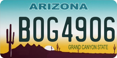 AZ license plate BOG4906
