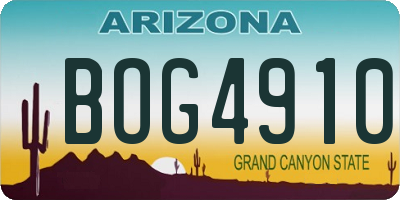 AZ license plate BOG4910