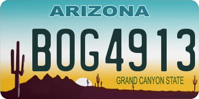 AZ license plate BOG4913
