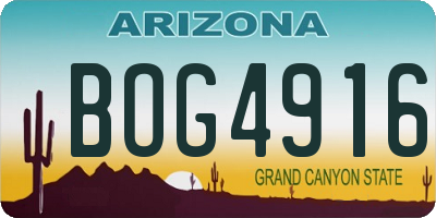 AZ license plate BOG4916