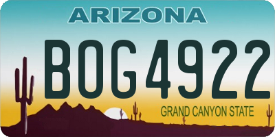 AZ license plate BOG4922