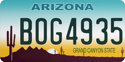 AZ license plate BOG4935
