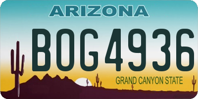 AZ license plate BOG4936