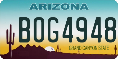 AZ license plate BOG4948