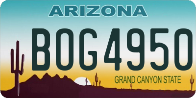AZ license plate BOG4950