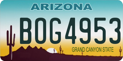 AZ license plate BOG4953