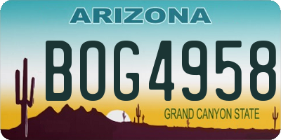 AZ license plate BOG4958