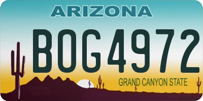 AZ license plate BOG4972