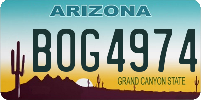 AZ license plate BOG4974