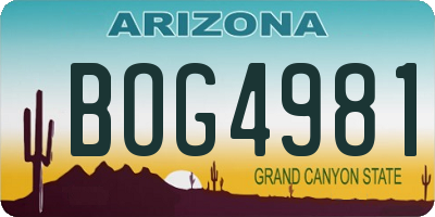AZ license plate BOG4981