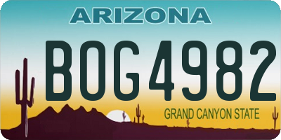 AZ license plate BOG4982