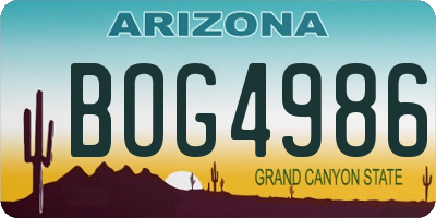 AZ license plate BOG4986