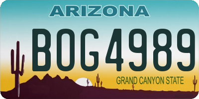 AZ license plate BOG4989