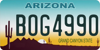 AZ license plate BOG4990