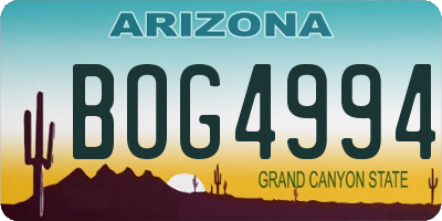 AZ license plate BOG4994