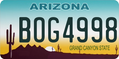 AZ license plate BOG4998