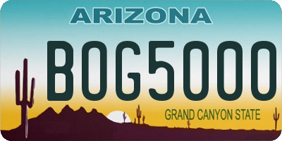 AZ license plate BOG5000
