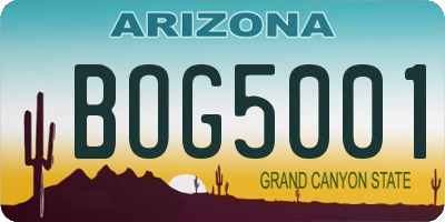 AZ license plate BOG5001
