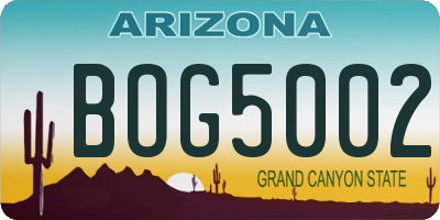 AZ license plate BOG5002