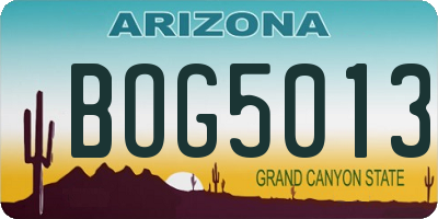 AZ license plate BOG5013