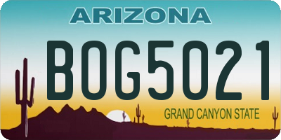 AZ license plate BOG5021