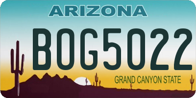 AZ license plate BOG5022