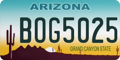 AZ license plate BOG5025