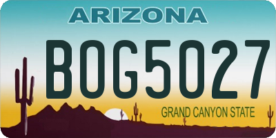 AZ license plate BOG5027
