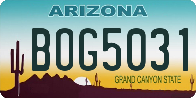 AZ license plate BOG5031