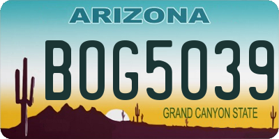AZ license plate BOG5039