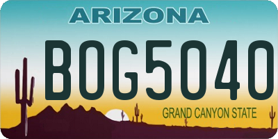 AZ license plate BOG5040