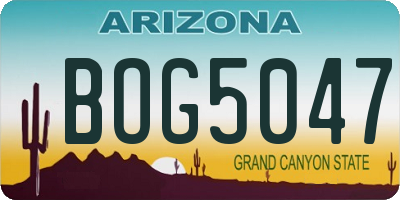 AZ license plate BOG5047