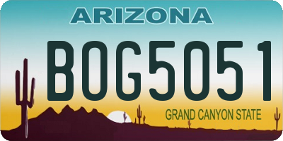 AZ license plate BOG5051