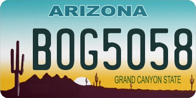 AZ license plate BOG5058