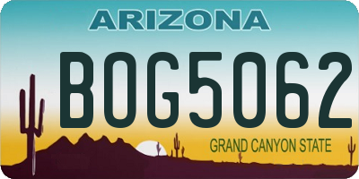 AZ license plate BOG5062
