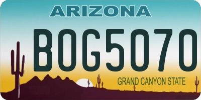 AZ license plate BOG5070