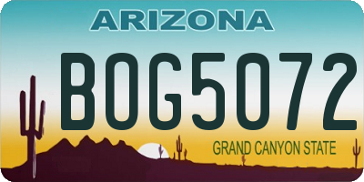 AZ license plate BOG5072