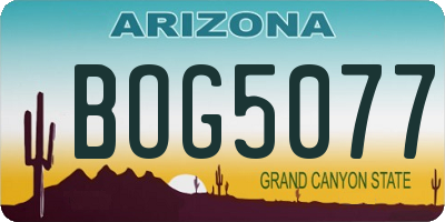 AZ license plate BOG5077