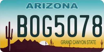 AZ license plate BOG5078