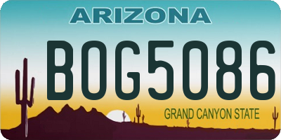 AZ license plate BOG5086