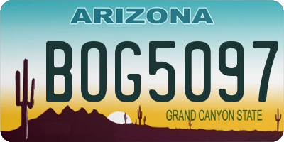 AZ license plate BOG5097