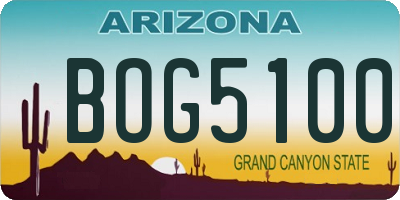 AZ license plate BOG5100