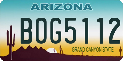 AZ license plate BOG5112