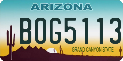 AZ license plate BOG5113