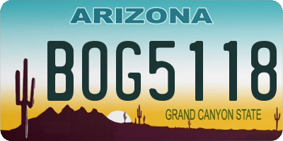 AZ license plate BOG5118
