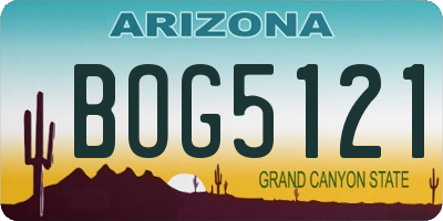 AZ license plate BOG5121